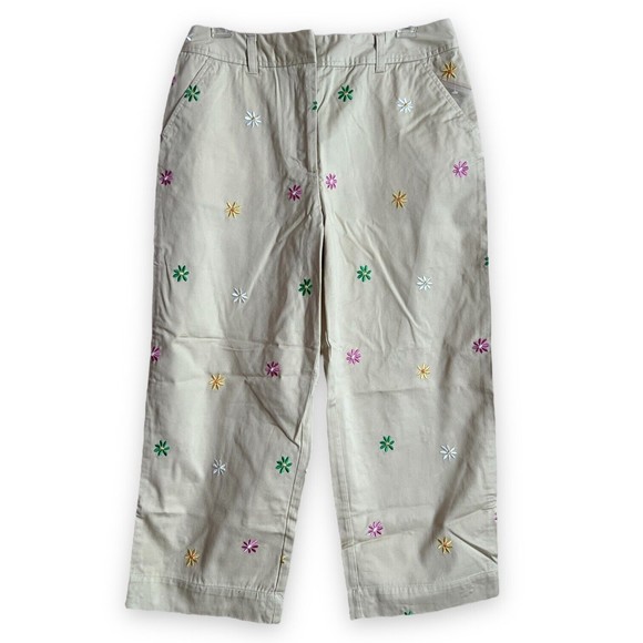 Chadwicks 10 Vintage Y2K Embroidered Flower Khaki Pants GrandmaCore New Floral - Picture 9 of 10